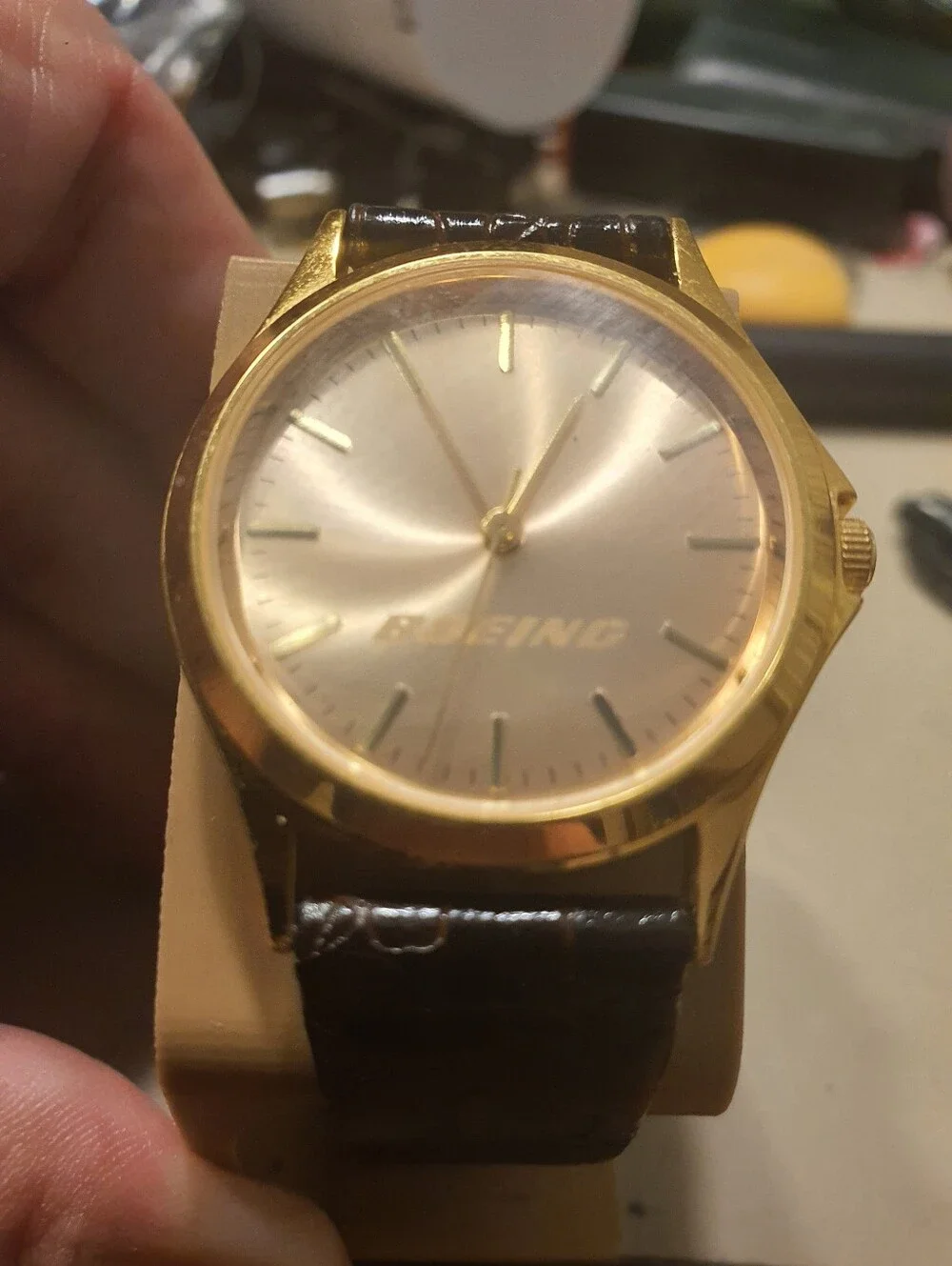Boeing Goldtone Leather Promo Men's Watch